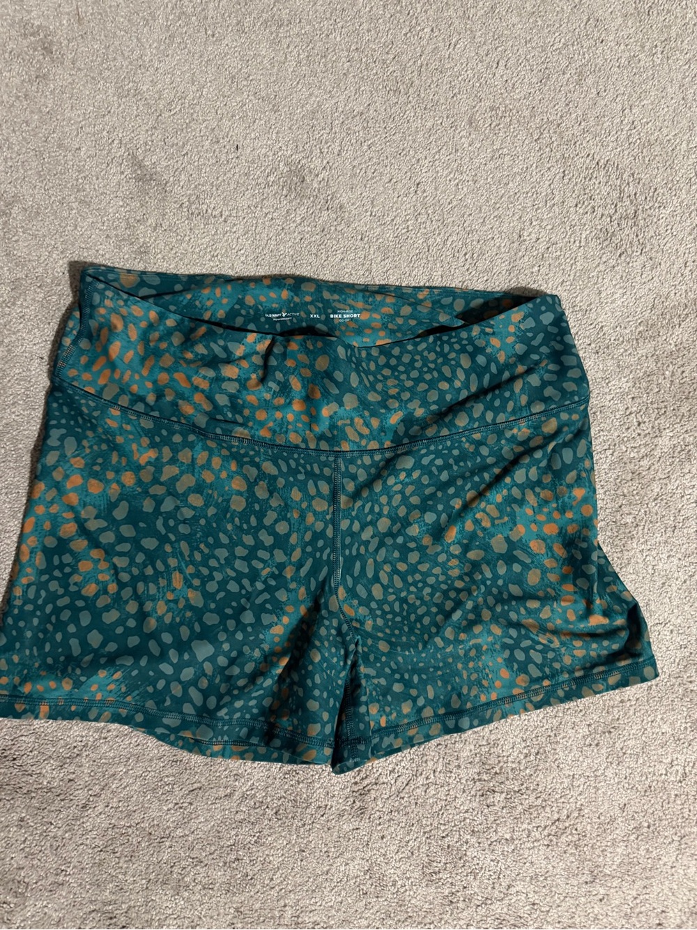 Old Navy Teal Shorts with Orange Spot Print